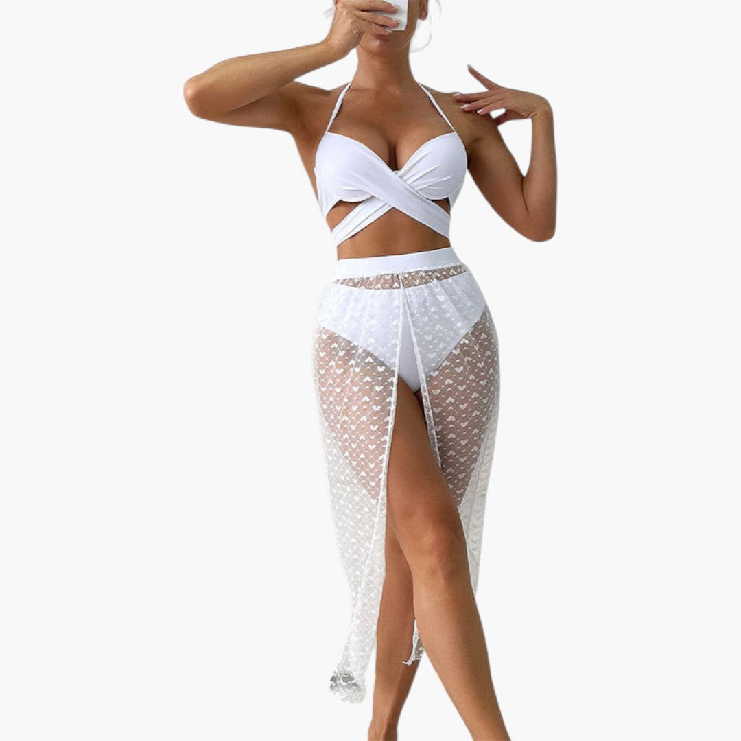 Maribelle | Women’s Three-Piece Swimsuit Set with Mesh Skirt