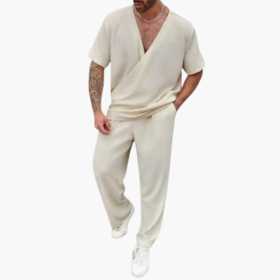 Caspian | Men’s Two-Piece Summer Set with V-Neck Top