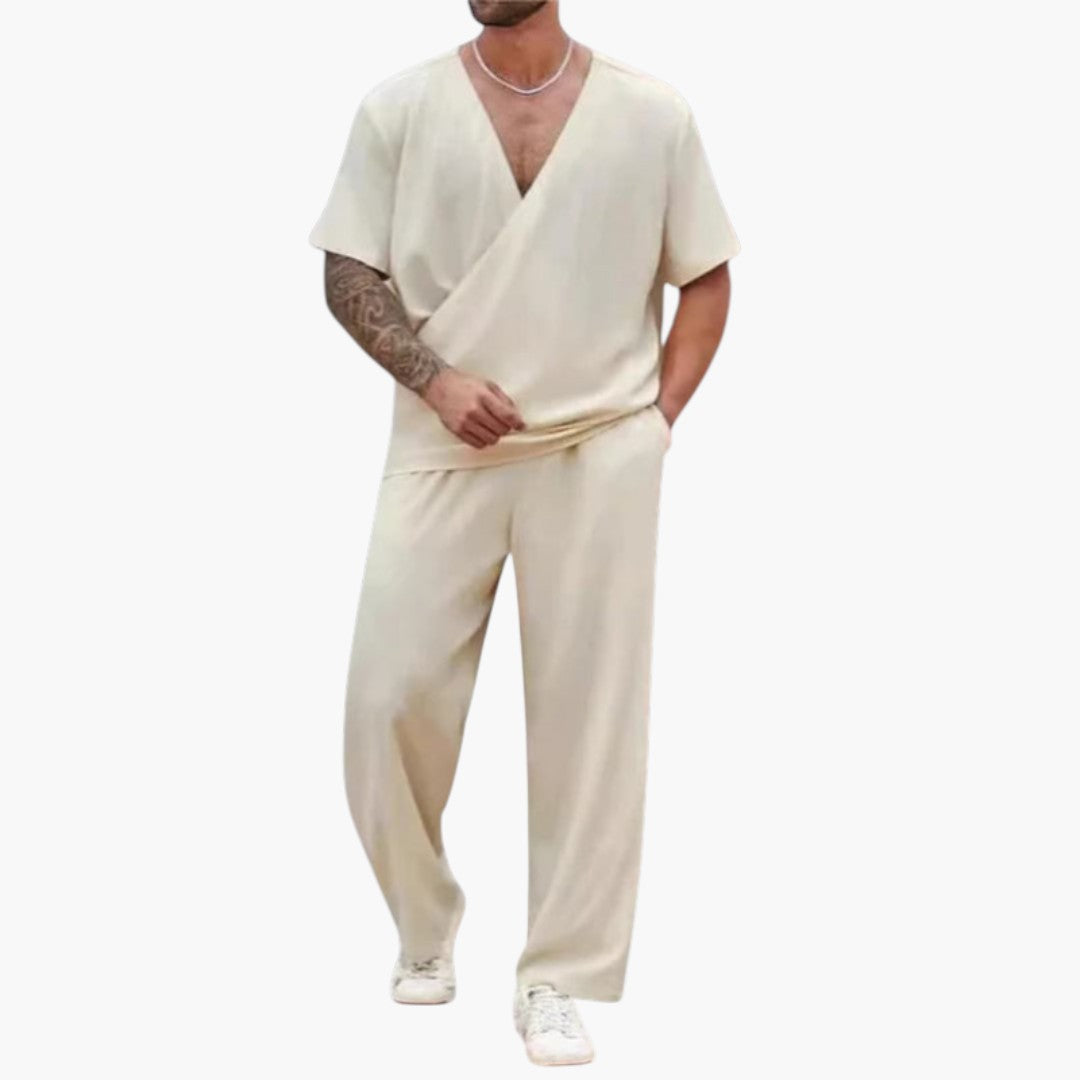 Caspian | Men’s Two-Piece Summer Set with V-Neck Top