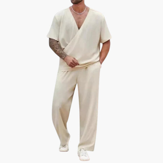 Caspian | Men’s Two-Piece Summer Set with V-Neck Top