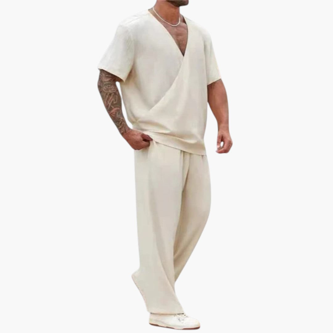 Caspian | Men’s Two-Piece Summer Set with V-Neck Top