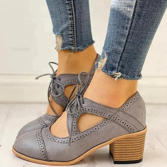 Briarose | Women’s Heeled Lace-Up T-Strap Orthopedic Shoes