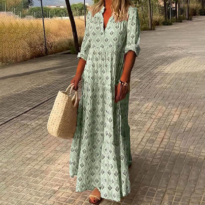 Sabrina | Women Long Sleeve Summer Boho Print Dress