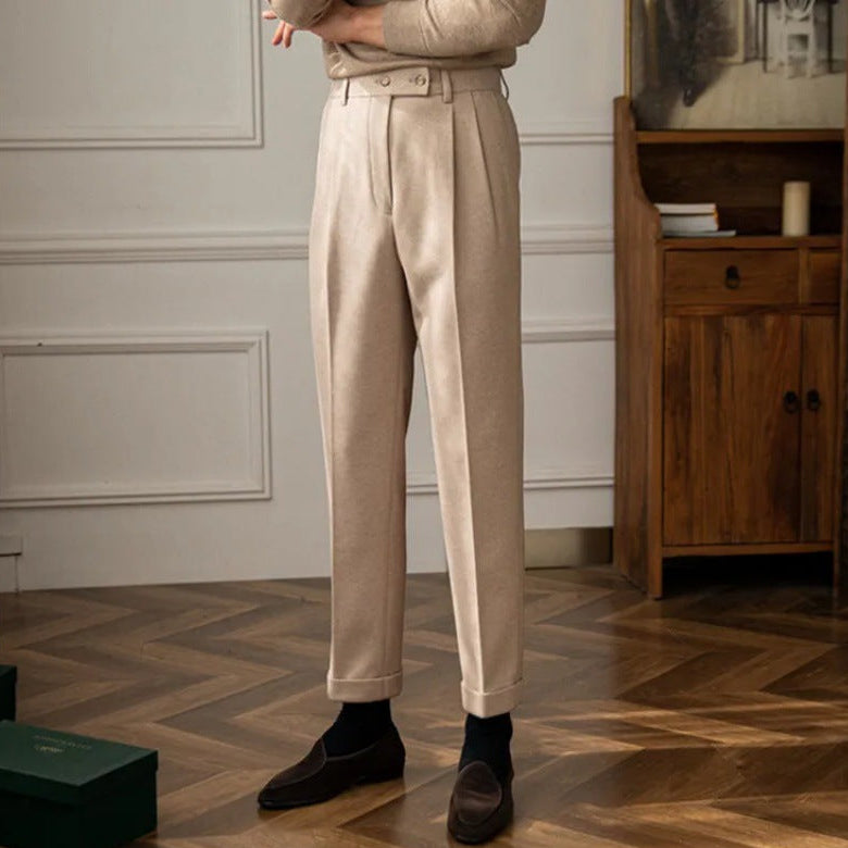 Dawson | Men’s High-Waisted Pleated Straight Trousers