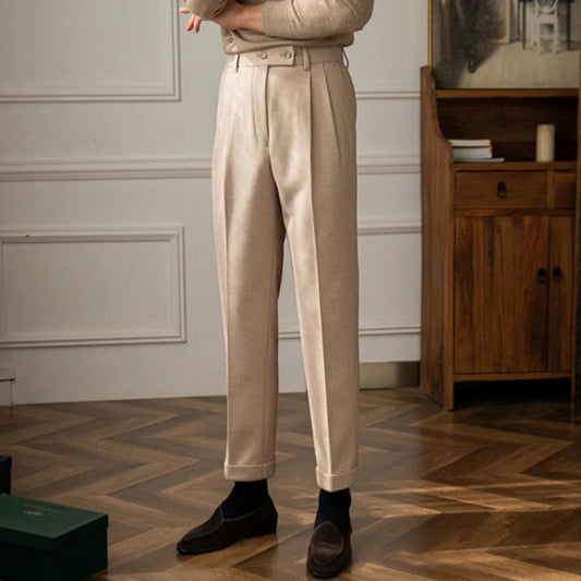 Dawson | Men’s High-Waisted Pleated Straight Trousers