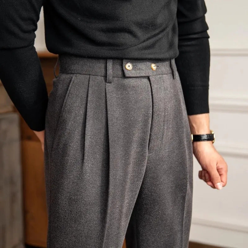 Dawson | Men’s High-Waisted Pleated Straight Trousers