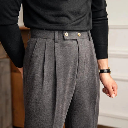 Dawson | Men’s High-Waisted Pleated Straight Trousers