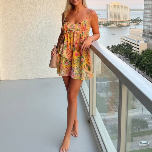 Zendaya | Women’s Floral Smocked Mini Dress