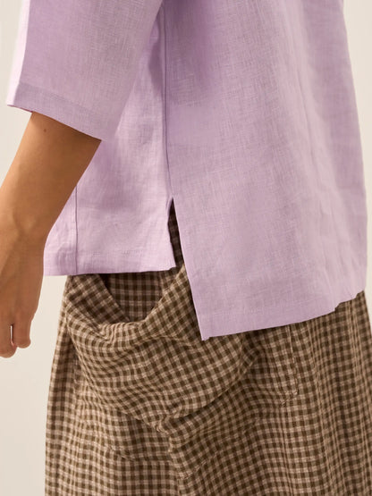 Roxanne | Women’s Linen Shawl V-Neck Half Sleeve Top