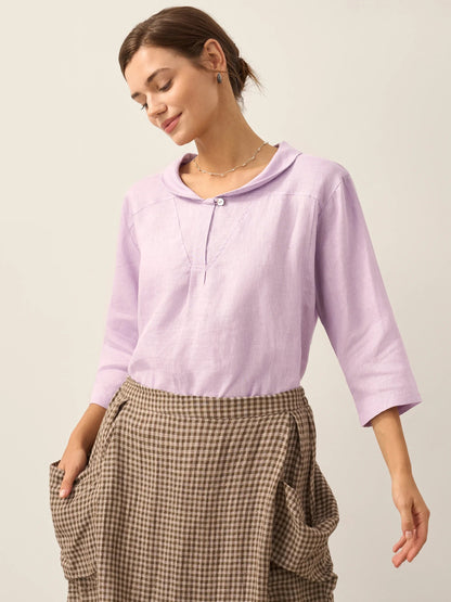 Roxanne | Women’s Linen Shawl V-Neck Half Sleeve Top