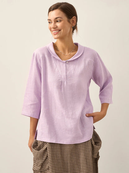 Roxanne | Women’s Linen Shawl V-Neck Half Sleeve Top