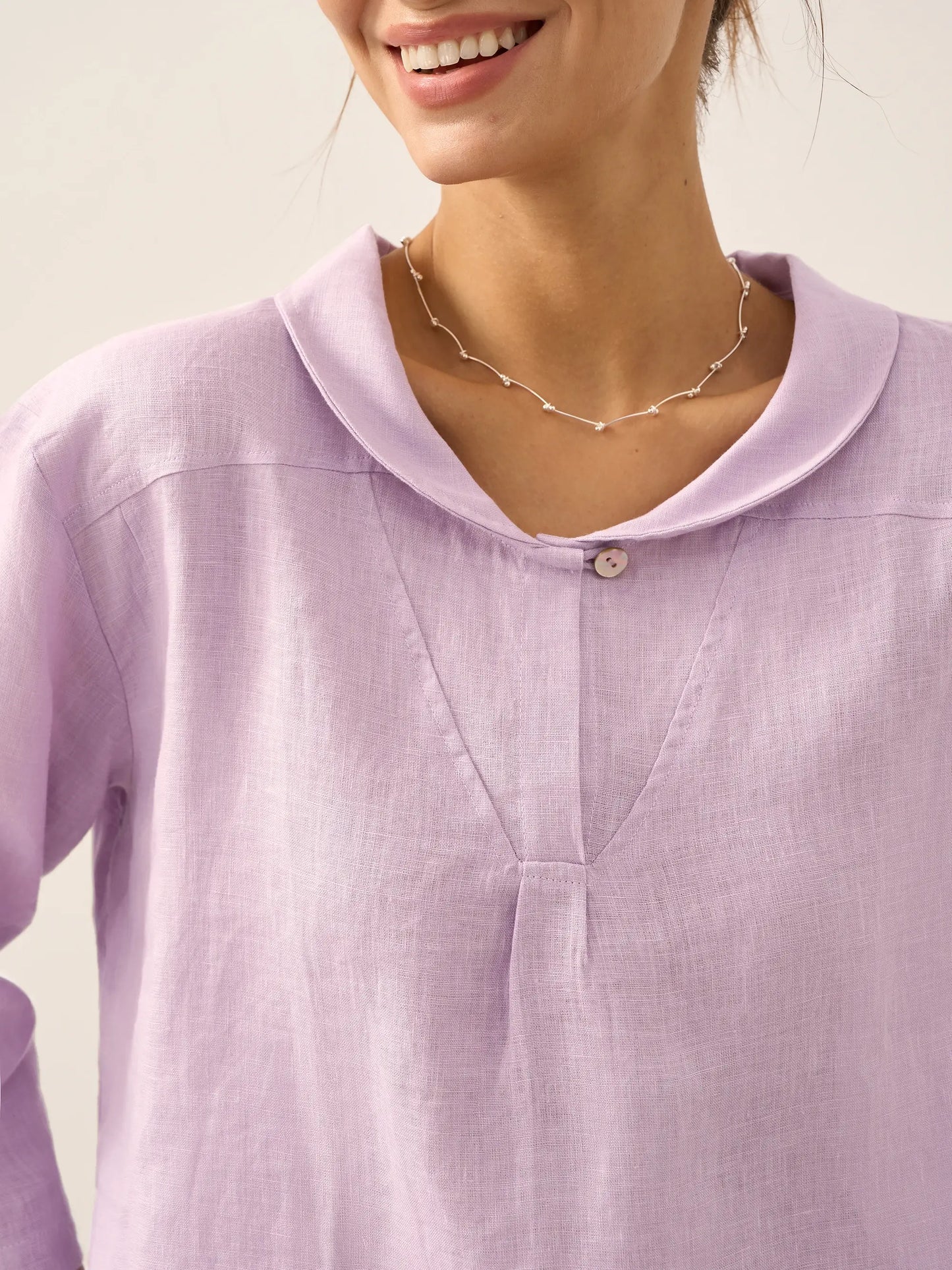 Roxanne | Women’s Linen Shawl V-Neck Half Sleeve Top
