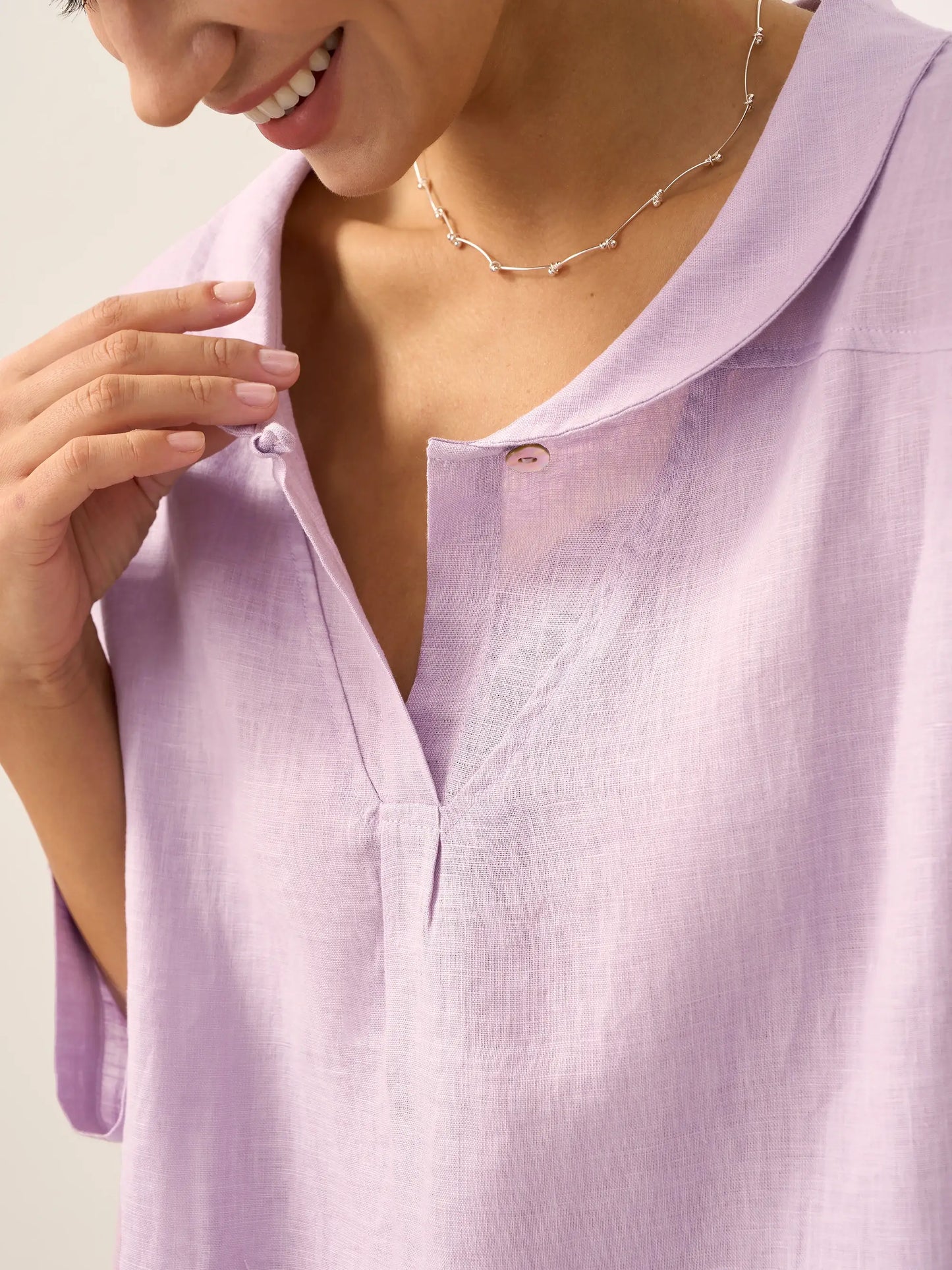 Roxanne | Women’s Linen Shawl V-Neck Half Sleeve Top