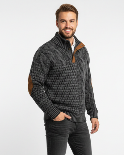 Cade | Men’s Patchwork High-Collar Sweater