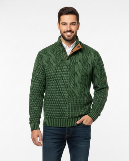Cade | Men’s Patchwork High-Collar Sweater