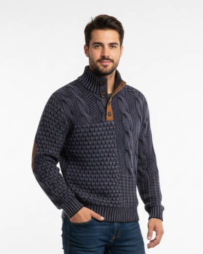Cade | Men’s Patchwork High-Collar Sweater