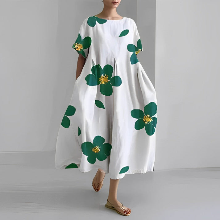 Marigold | Women’s Relaxed Style Flower Midi Dress with Loose Flowy Fit