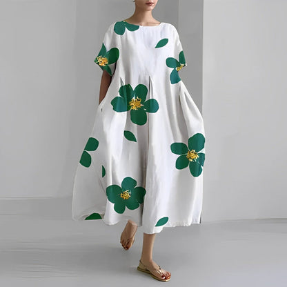 Marigold | Women’s Relaxed Style Flower Midi Dress with Loose Flowy Fit