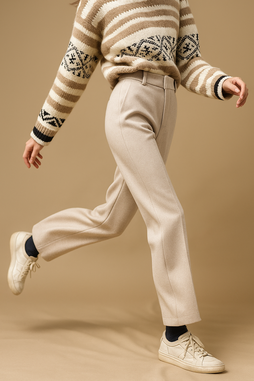 Rosalind | Women’s High-Waisted Wool Herringbone Pants