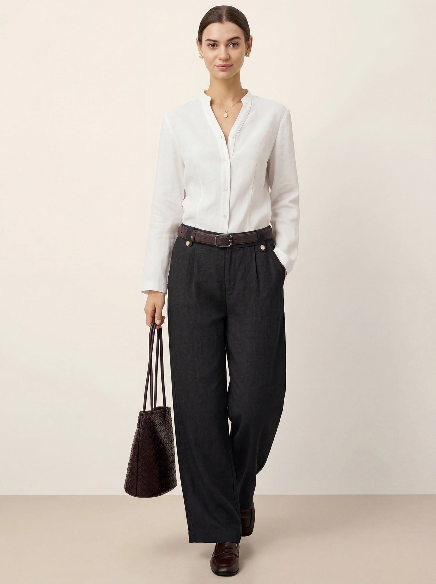 Sawyer | Women’s Linen-Lyocell Pleated Wide Leg Trousers