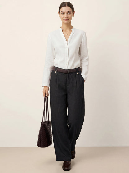 Sawyer | Women’s Linen-Lyocell Pleated Wide Leg Trousers