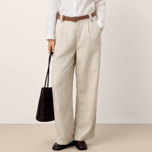 Sawyer | Women’s Linen-Lyocell Pleated Wide Leg Trousers