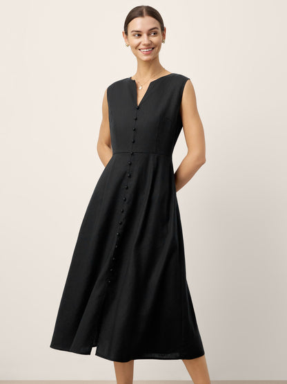 Kendall | Women’s Linen V-Neck Sleeveless Maxi Dress