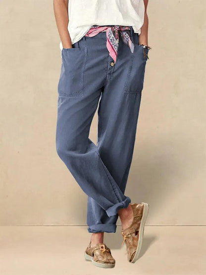 Blair | Women’s Linen Button-Fly High-Waist Trousers