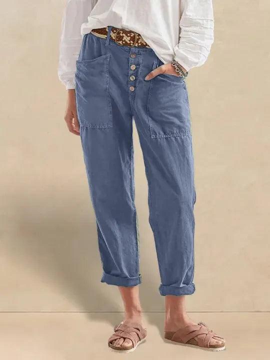 Blair | Women’s Linen Button-Fly High-Waist Trousers