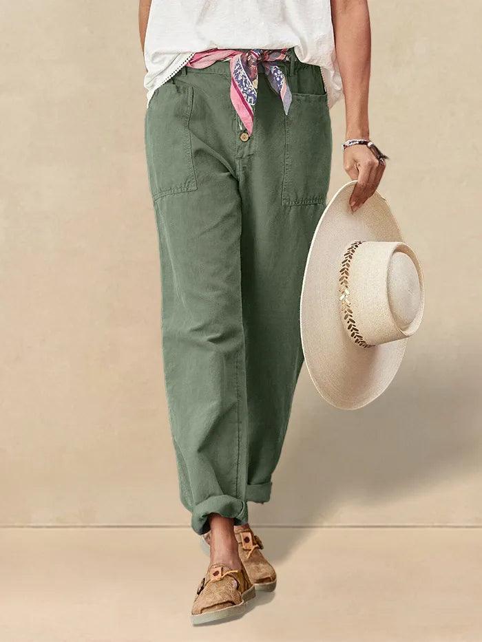 Blair | Women’s Linen Button-Fly High-Waist Trousers