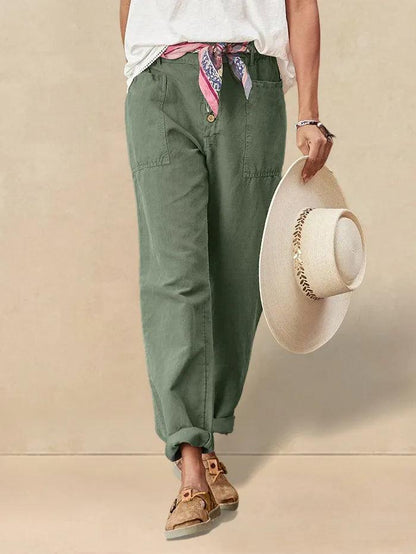 Blair | Women’s Linen Button-Fly High-Waist Trousers