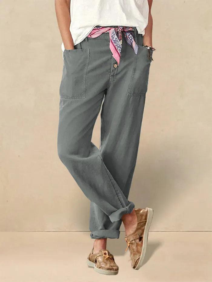 Blair | Women’s Linen Button-Fly High-Waist Trousers