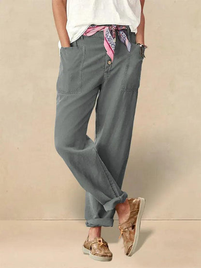 Blair | Women’s Linen Button-Fly High-Waist Trousers