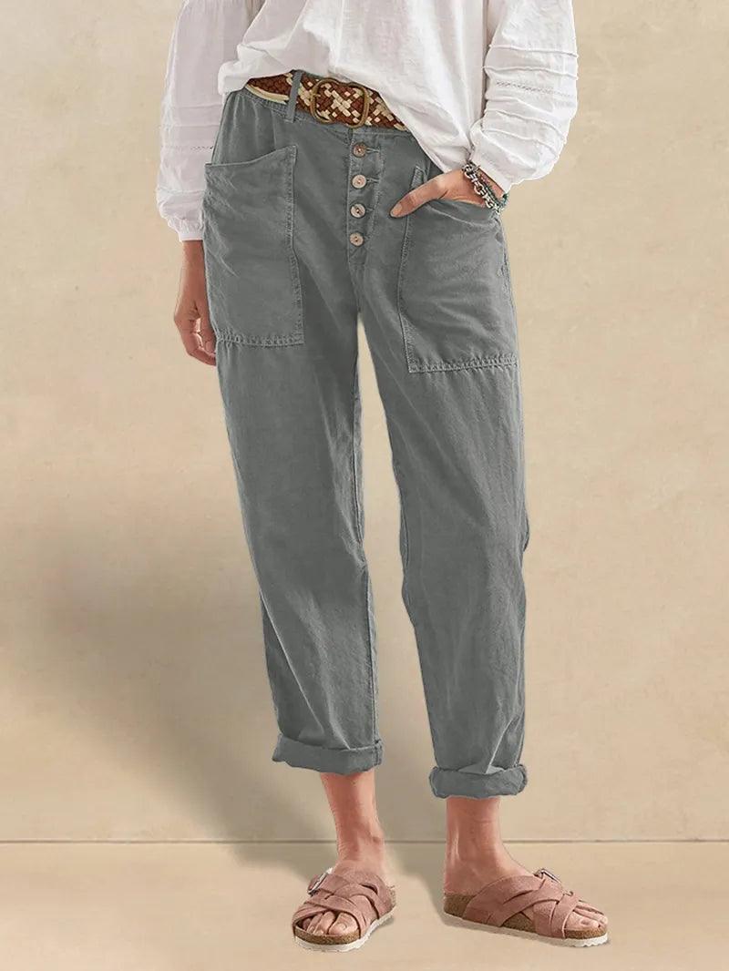 Blair | Women’s Linen Button-Fly High-Waist Trousers