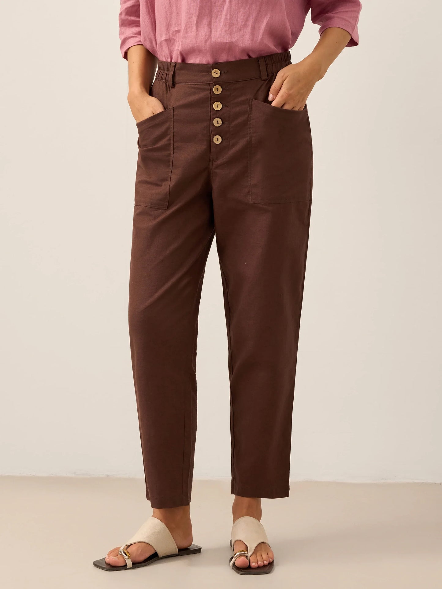 Blair | Women’s Linen Button-Fly High-Waist Trousers