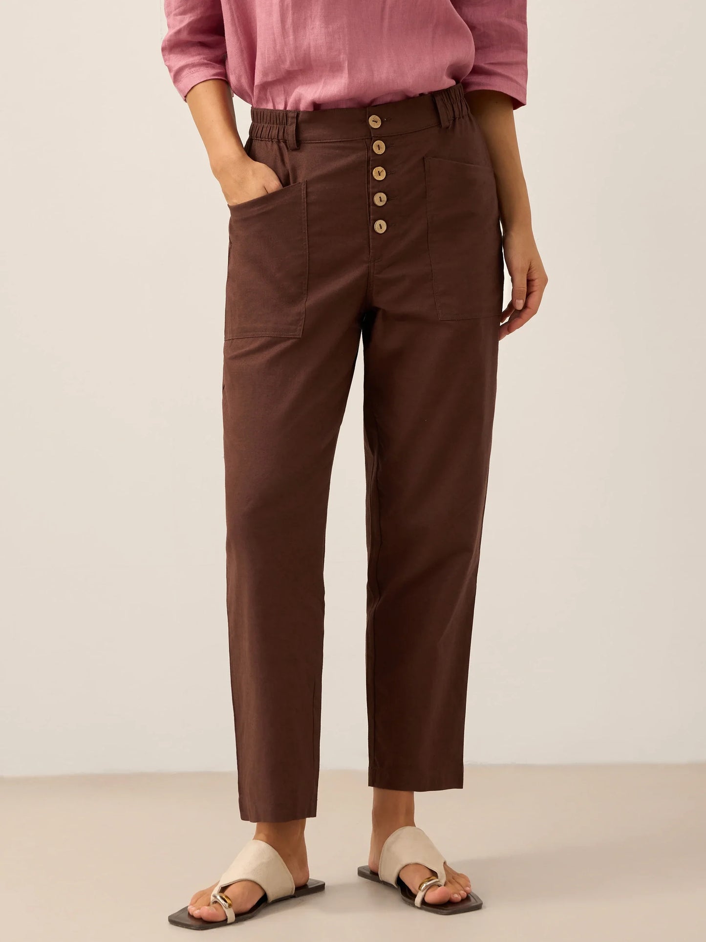 Blair | Women’s Linen Button-Fly High-Waist Trousers