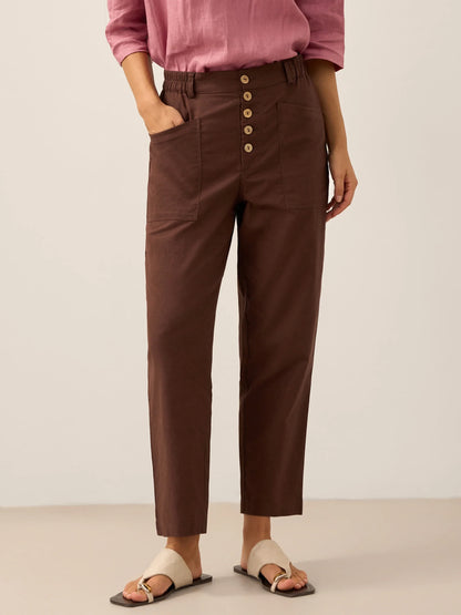 Blair | Women’s Linen Button-Fly High-Waist Trousers