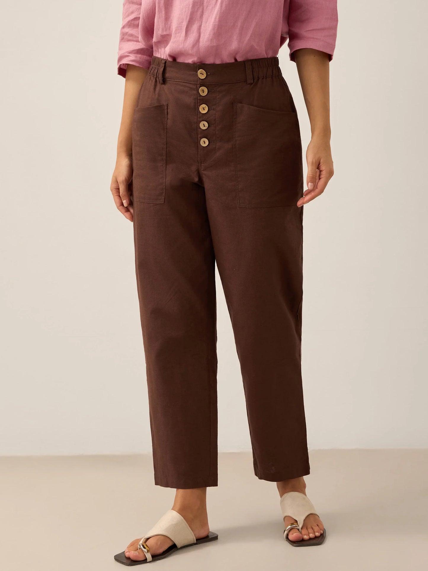 Blair | Women’s Linen Button-Fly High-Waist Trousers