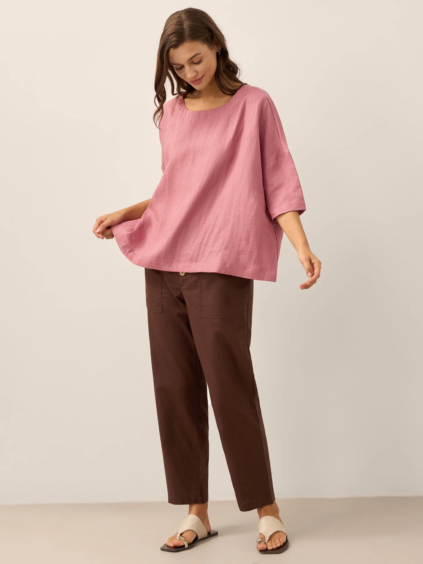 Blair | Women’s Linen Button-Fly High-Waist Trousers