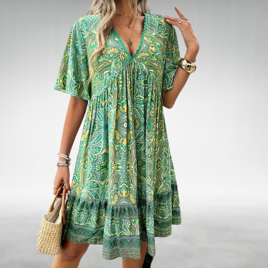 Marigold | Women’s Summer Boho Paisley Flowy Mini Dress