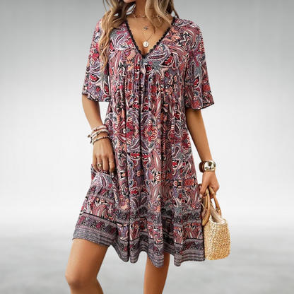 Marigold | Women’s Summer Boho Paisley Flowy Mini Dress
