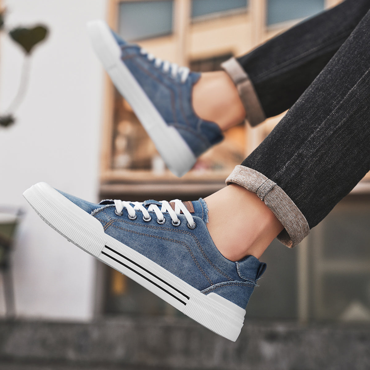 Derek | Men’s Denim Lace-Up Everyday Sneakers