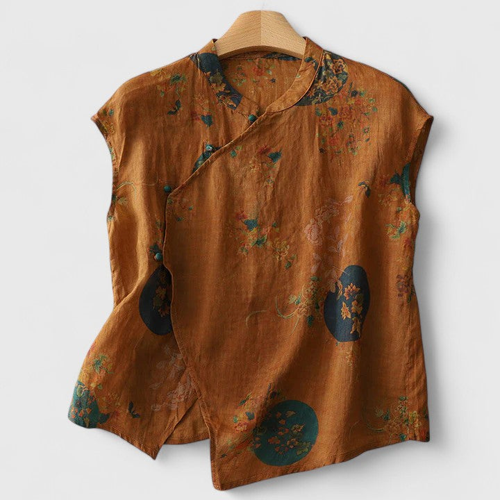 Eliora | Women’s Elegant Floral Mock Neck Blouse