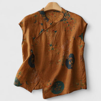 Eliora | Women’s Elegant Floral Mock Neck Blouse