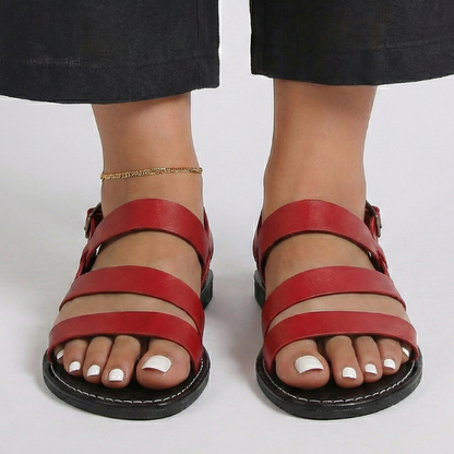Teagan | Women’s Sleek Multi Strap Flat Sandals