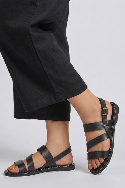 Teagan | Women’s Sleek Multi Strap Flat Sandals