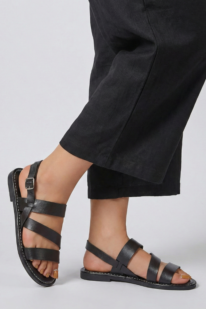 Teagan | Women’s Sleek Multi Strap Flat Sandals