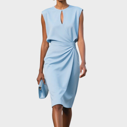 Elodie | Women’s Elegant Ruched Keyhole Midi Dress