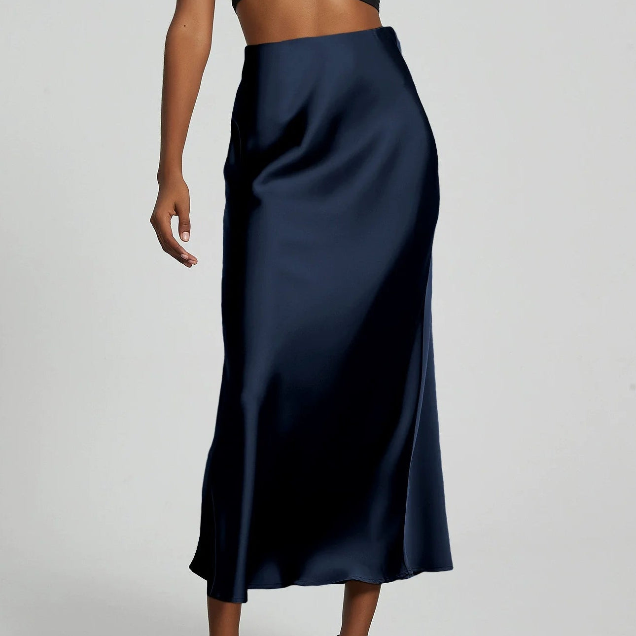 Josephine | Women’s Elegant High-Waisted Midi Skirt in Satin