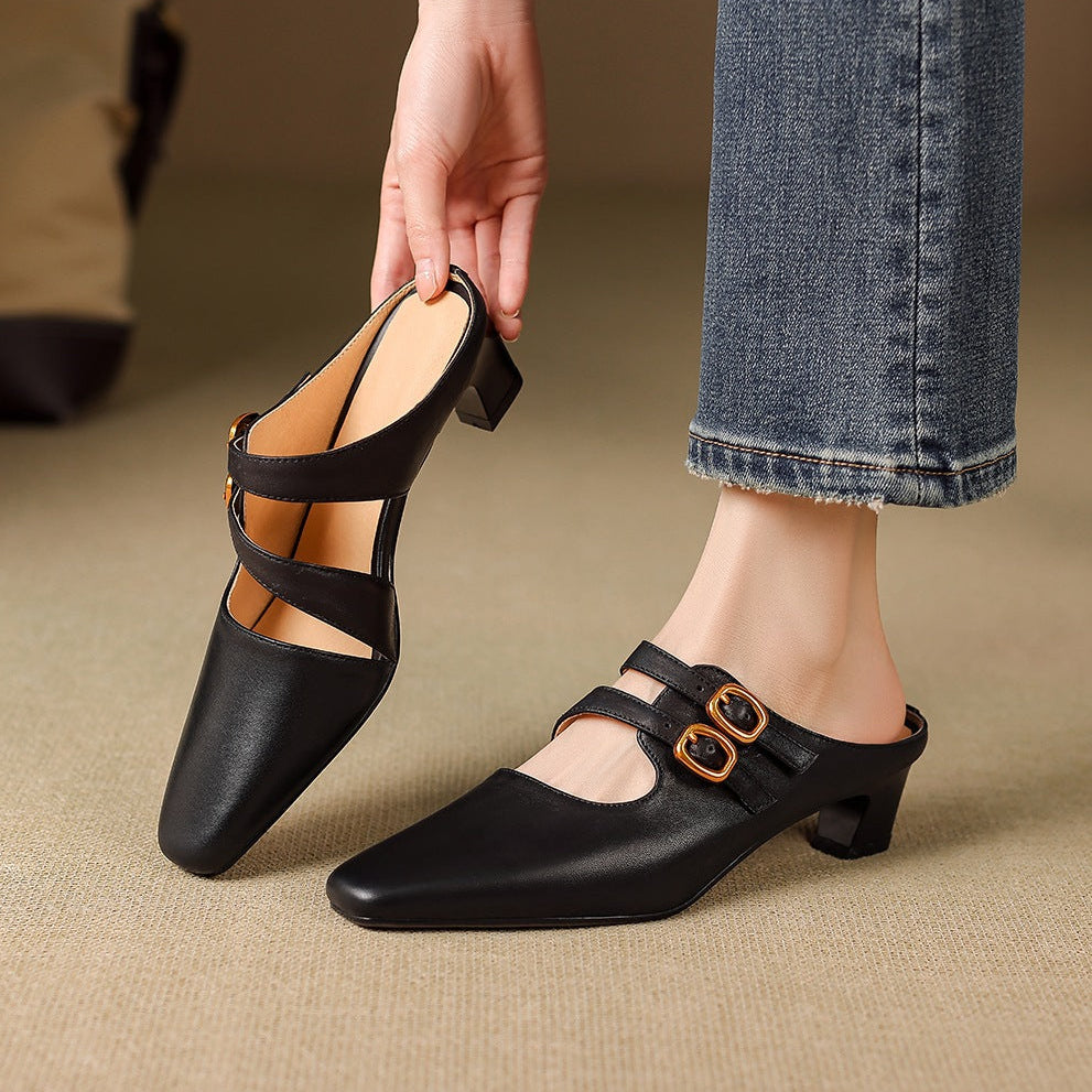 Donna | Women’s Dual Strap Mule Heels